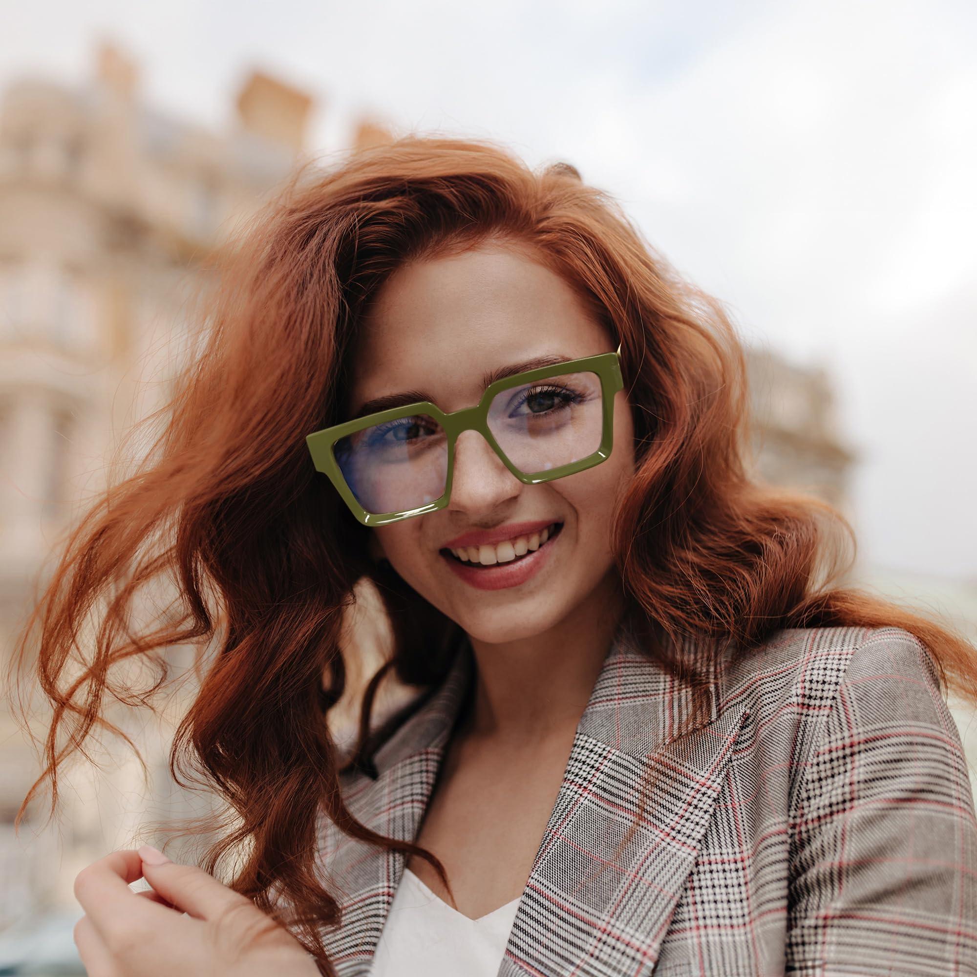 Karsaer Karsaer Oversized Computer Glasses Frames for Women Men Square Thick Frame Eye Glasses for Men E1150