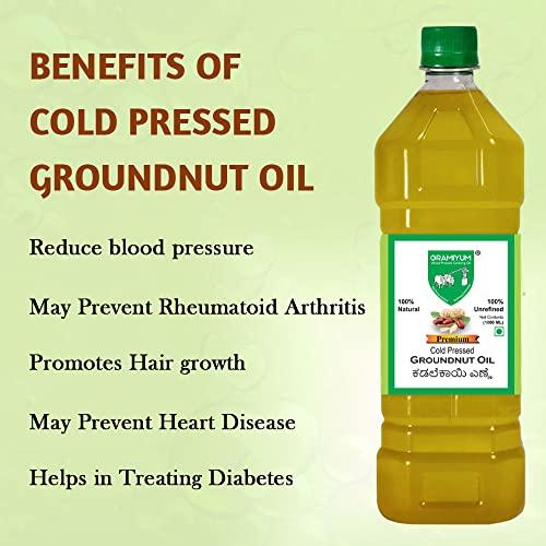 Gramiyum Gramiyum Cold Pressed Groundnut Oil (Kachi Ghani/Wooden Chekku) - 1000ml
