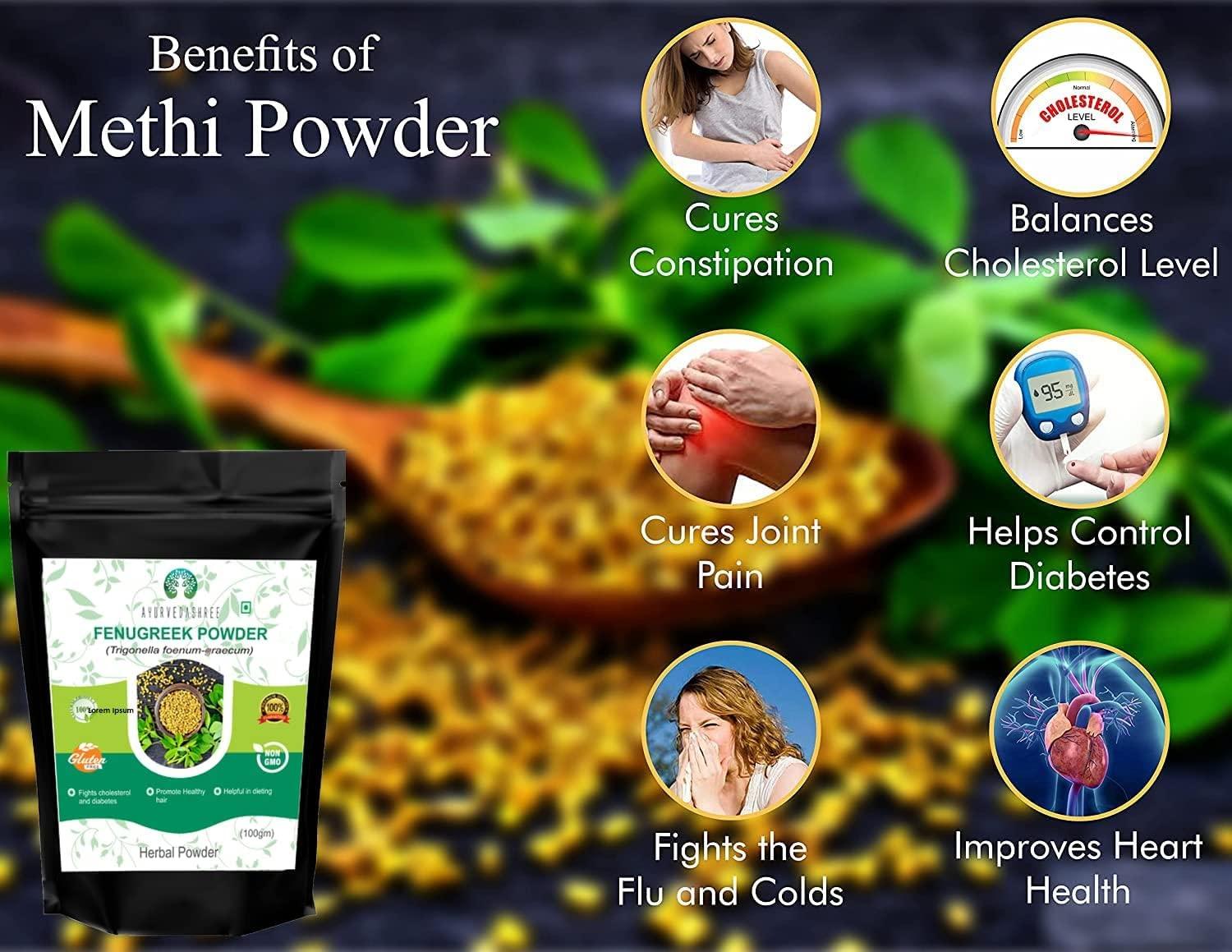 AYURVEDASHREE AYURVEDASHREE Fenugreek Seeds Powder 100 Gm I Trigonella foenum-graecum Sd. | Methi Powder | Spice Indian Cuisine | Hair Care | Improves Digestion