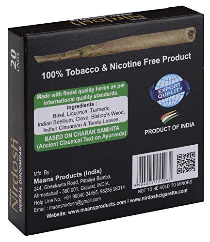 Nirdosh Nirdosh Herbal Dhoompan (Without Filter) 100% Made Up from Organic Ingredients (Pack of 2) 40 Beedi