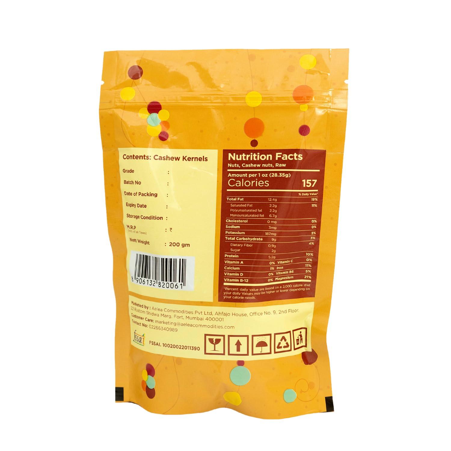 tryble Tryble Plain Cashew | Kaju | W320 Grade Whole Cashews 200 g | Nutritious, Delicious & Crunchy Kaju | Tasty Sweet Cashews for Snacking