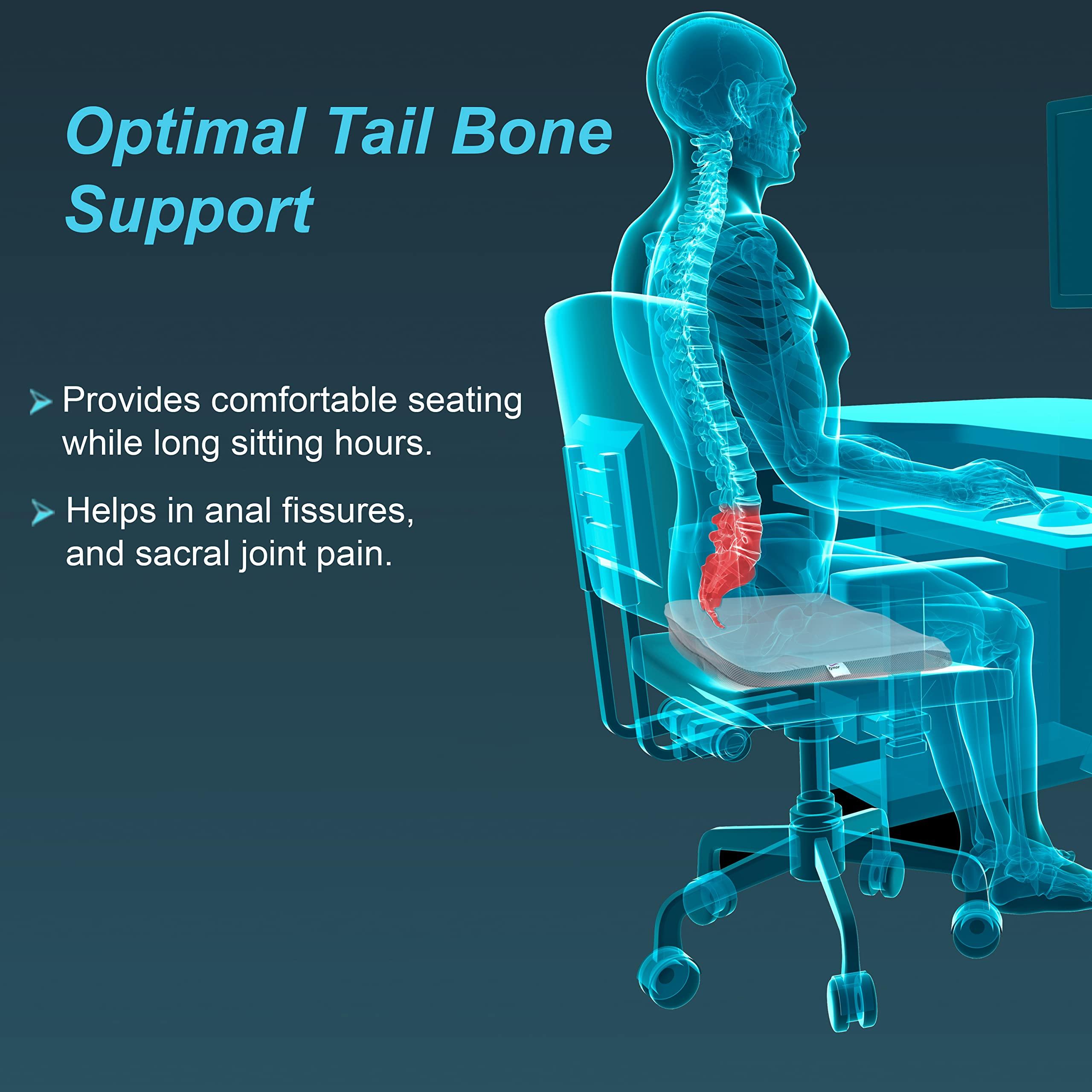 TYNOR TYNOR Coccyx Cushion Seat, Grey, Universal Size, 1 Unit Lumbo Back Rest Urbane, Grey, Universal Size, 1 Unit