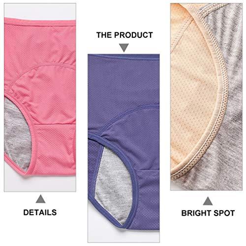 Artibetter ARTIBETTER 3 Pcs Menstrual Briefs Menstrual Period Pants Leak- proof Physiological Pants Thickened Comfortable Menstrual Underwear Menstruation Breathable Underpants for Women Girls, 3XL