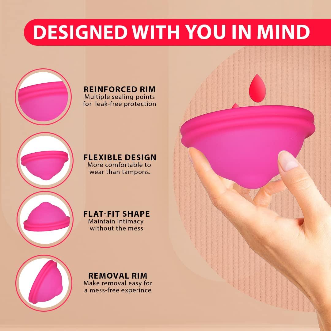 MYKI MYKI Disc & Clutch Perfect Soft Disc Reusable Menstrual Cup For Women|Ultra Soft, Oduor And Rash Free|100% Medical Grade Silicone|No Leakage|Protection For Up To 8 Hours |Pink-Large,1 Count