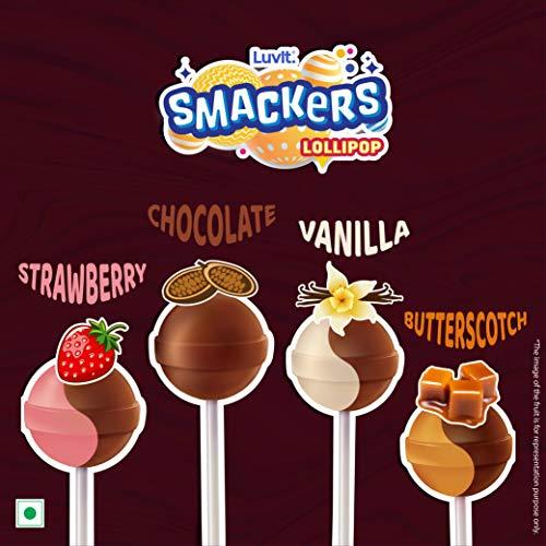 LuvIt. LuvIt Smackers Chocolate and Fruit Flavoured Lollipops | Combo Pack - 48 Lollipops | Pack of 6-96g Each