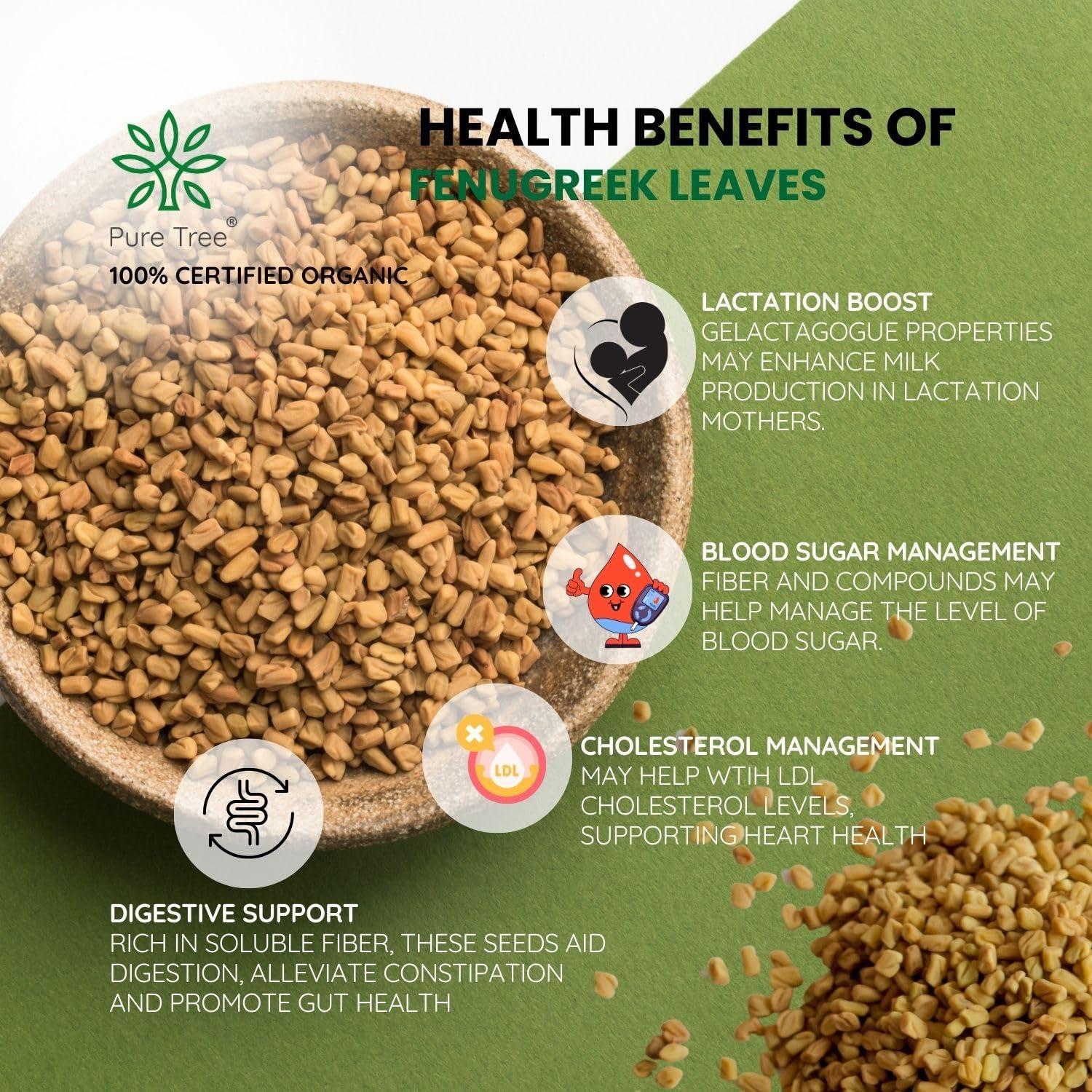 Pure Tree Pure Tree Certified Organic Methi Dana | 400 g | Organic Fenugreek Seeds | Methi Seeds Whole Spices | Menthulu Seeds | Vendayam | Rich in Aroma and Flavour