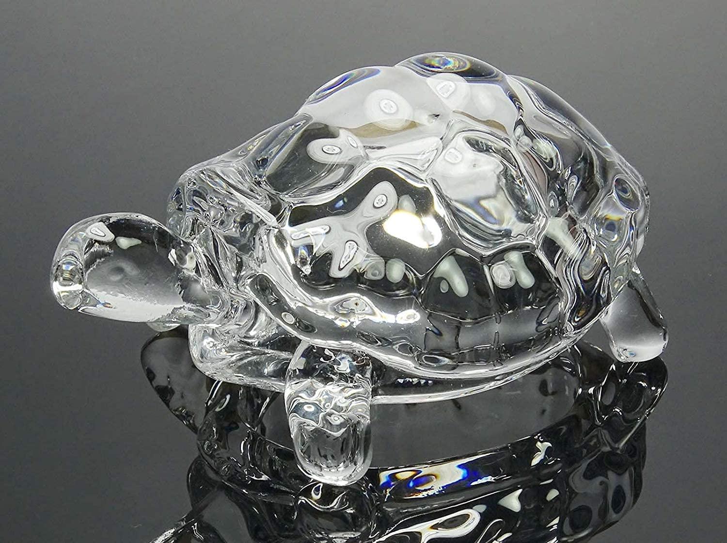IndianStore4All IS4A Fengshui Vastu Original Clear Crystal Turtle for Peace & Prosperity (3 Inch Small)