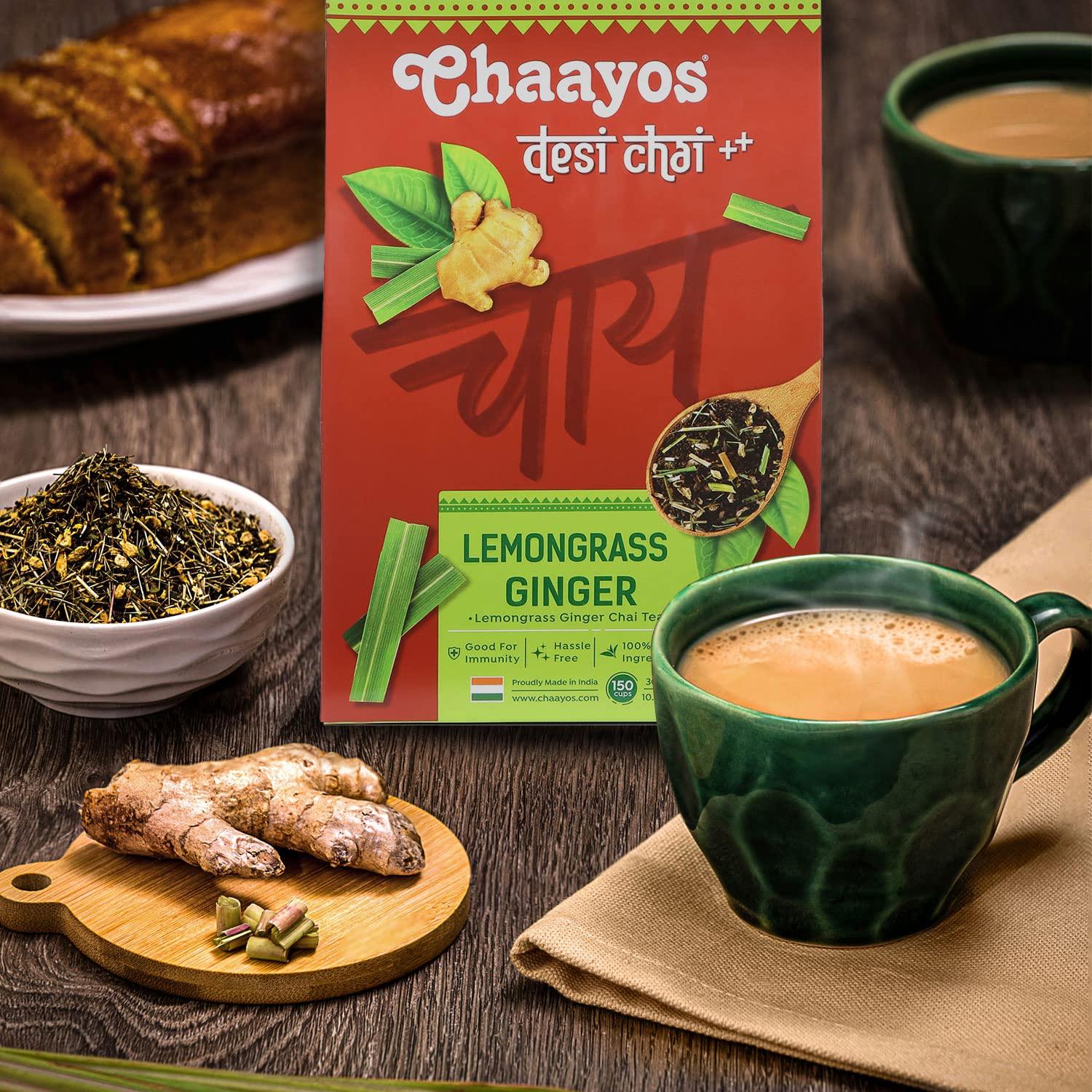 Chaayos Chaayos Lemongrass Ginger Tea - Premium Chai Patti for Cough & Cold Remedy (200g)