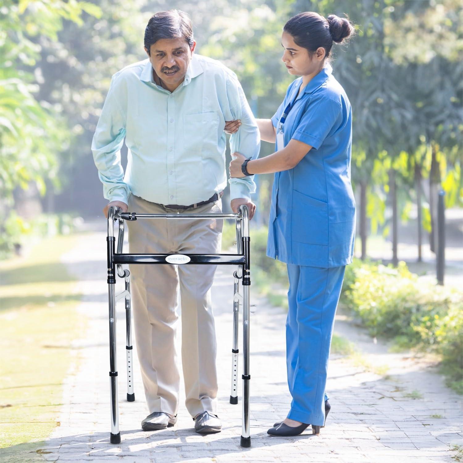 Everactiv by HCAH Everactiv by HCAH Step Walker for elderly and Senior Citizens, Dual grip for easy movement through stairs,100 Kg weight bearing Capacity, Easy Folding Mechanism