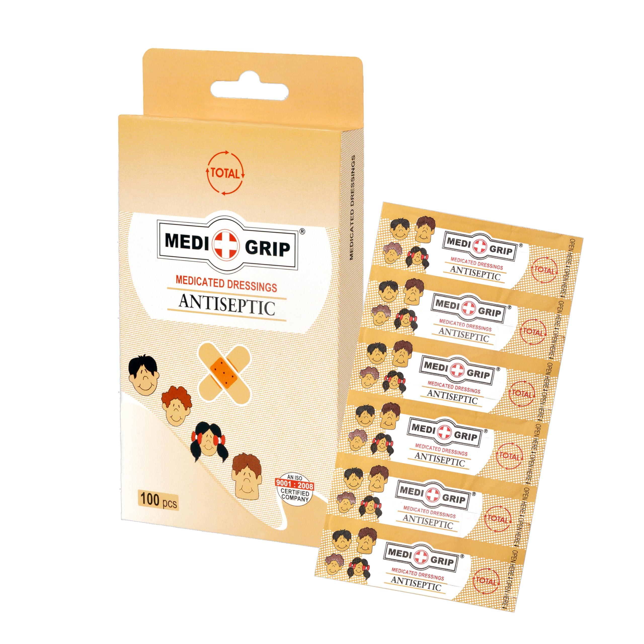 MEDIGRIP Medigrip Total Medicated Band Aid Fabric (100 Plasters) Brown (Pack of 200)