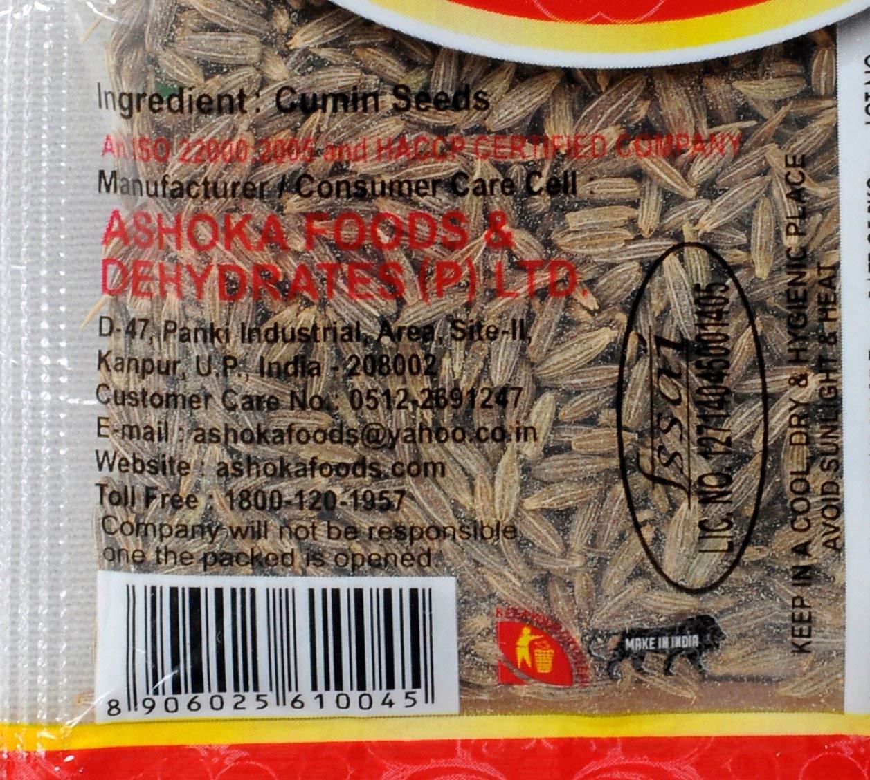 ASHOKA ASHOKA Pure Natural Jeera Whole Cumin Seed (Pack of 60) | Jera Fresh Indian Spices, Sabut Jira Seeds Zeera - 6 Gm Each Pouch