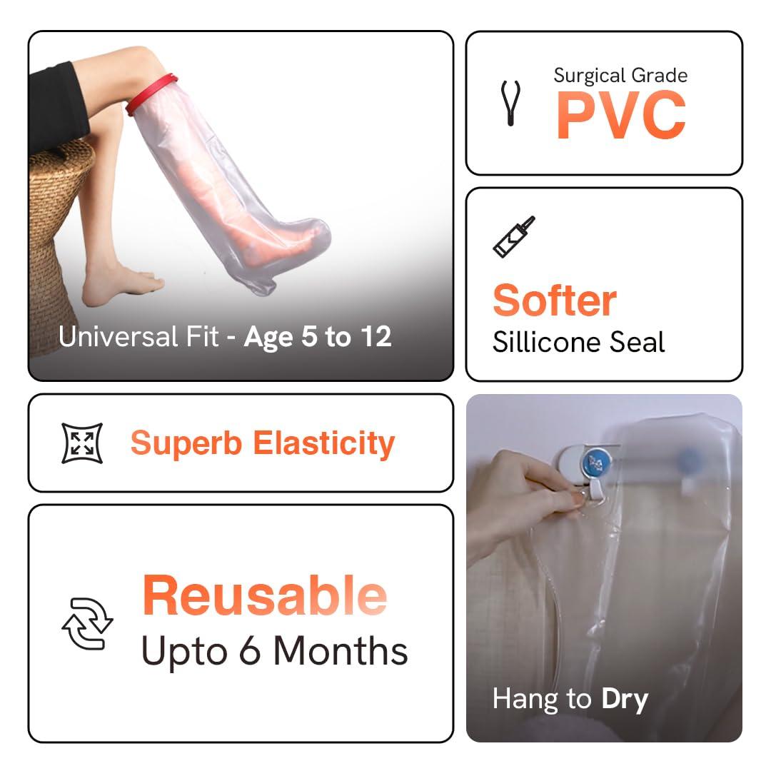 MALU HEALTHCARE MALU Waterproof Leg Cast Cover for Kids - Durable & Reusable Cast Protector for Shower & Bath - Full Coverage Cast Shield for Swim, Shower, and Bathing - Safe, Comfortable Fit for Child Use