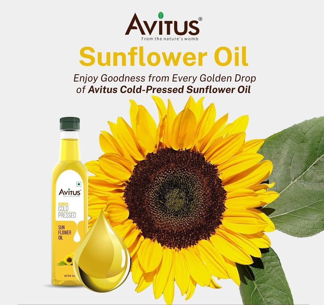 AVITUS AVITUS Sunflower Oil I Cold Pressed Surajmukhi Tel I 100% Pure and Natural Virgin Unrefined I Chemical-Free, Edible Grade I Delicious & Healthy I for Daily Use and Cooking (500ml)