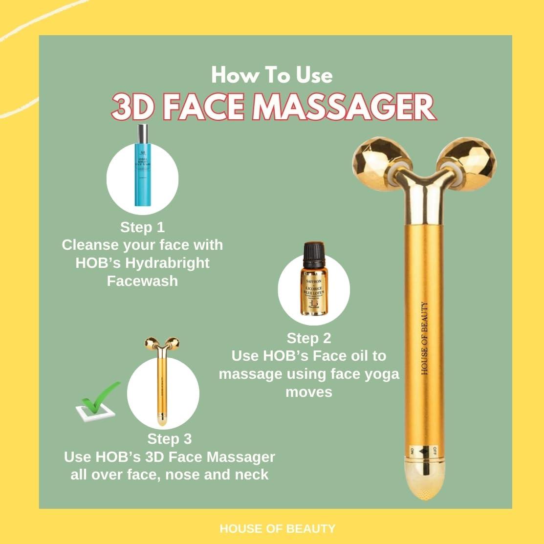 HOUSE OF BEAUTY House of Beauty 3D Face Massager Beauty Bar, Y-shaped Roller - Combination Sculptor (Golden)