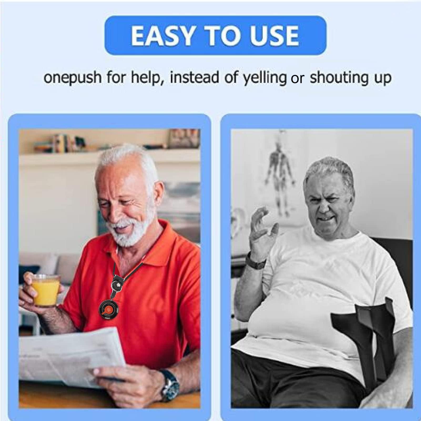 168 Wireless Caregiver Pager, Smart Call System, Adjustable Volume, LED Light Reminder Modes, Nurse Alert System with SOS Button for Elderly, Seniors and Patients (EU Plug)