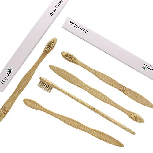 N-amboo N-amboo Bamboo Toothbrush Boar Bristles 100% Biodegradable and Natural 8 Pieces of One Pack