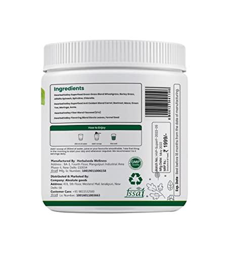HerbalValley HerbalValley Supergreen Powder | Plant based Nutritional | With Spirulina | Amla | Alfalfa | Beetroot | 35 Servings | 250grm