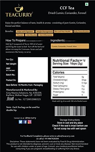 TEACURRY TEACURRY CCF Tea (100Grams,200Cups) - Cumin Coriander Fennel Tea for Migraine, Headaches, Digestive Health - CCF From Spain