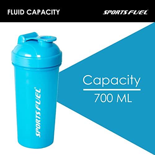 SportsFuel Sports Fuel Shaker Bottles Workout Supplement Protein Shake Gym Water Bottle Gym Sipper Bottle for Men & Women, BPA Free (700 ml) (Blue)
