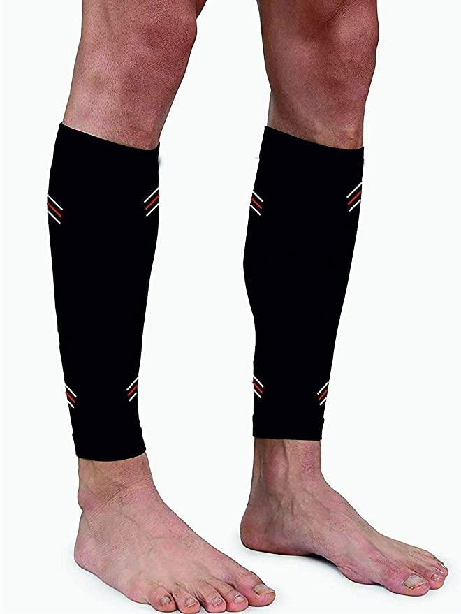 NEVER QUIT NEVER QUIT Calf Brace Shin Splint Compression Lower Leg Wrap Support for Torn Calf Muscle, Strain, Sprain, Pain Relief, Tennis Leg, Injury for Men and Women (Large, Black)
