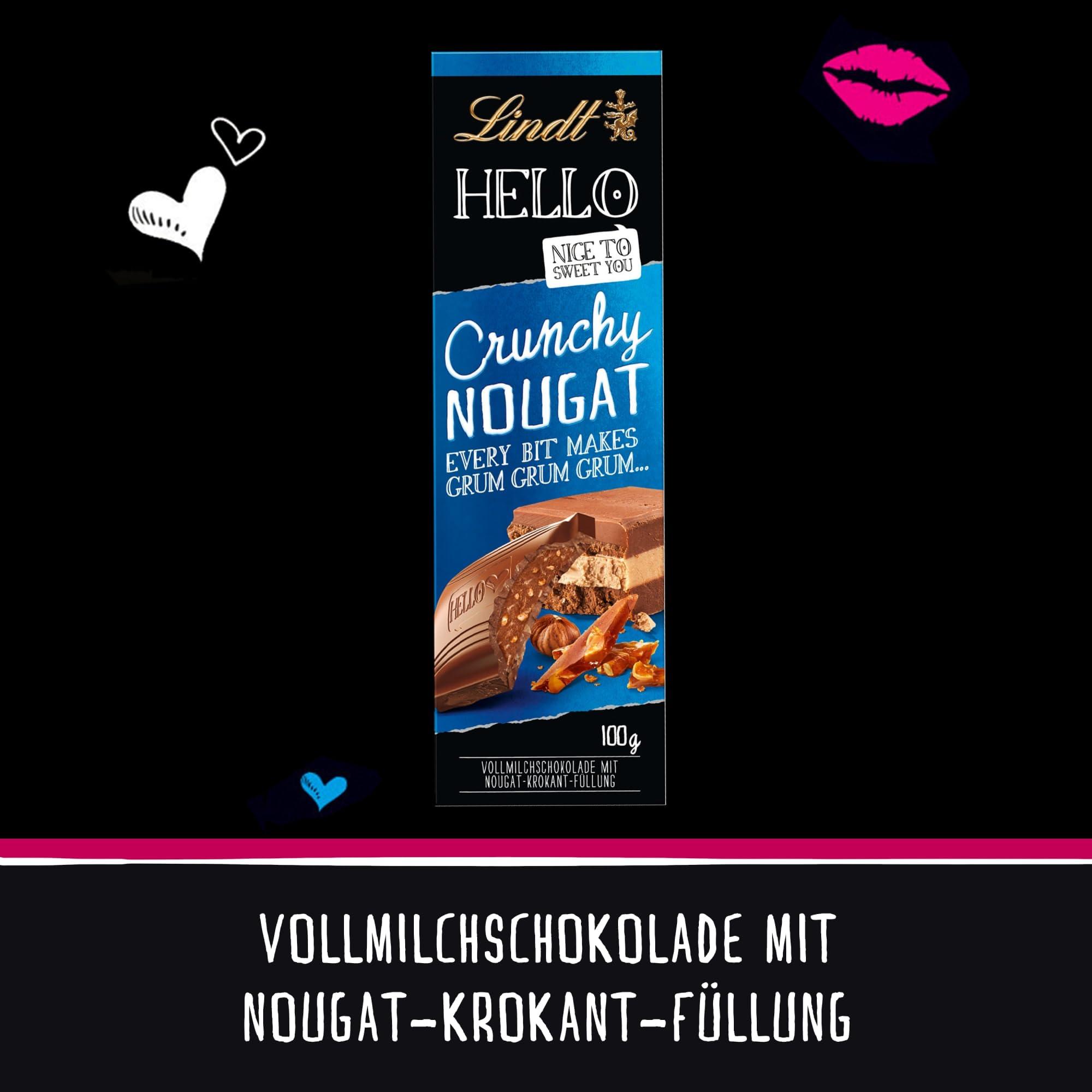Lindt Lindt Hello Crunchy Nougat Milk Chocolate Bar Pouch, 100 g