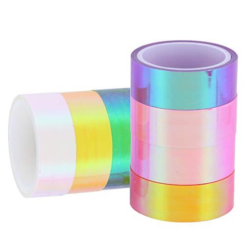 HEALLILY 8pcs Exquisite Paper Tape Unique Label Sticker Stylish Diary Hand Account Washi Paper Tape Beautiful Bronzing Paper Tape for DIY (Colorful Film)