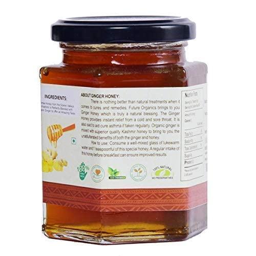 FUTURE ORGANICS –Eat Oragnic! Be Organic!! Future Organics Premium Honey with Ginger - 350 Gram | Delicious Honey Made with 100% Pure, Natural & Organic Ingredients | No Artificial Color | No Added Sugar