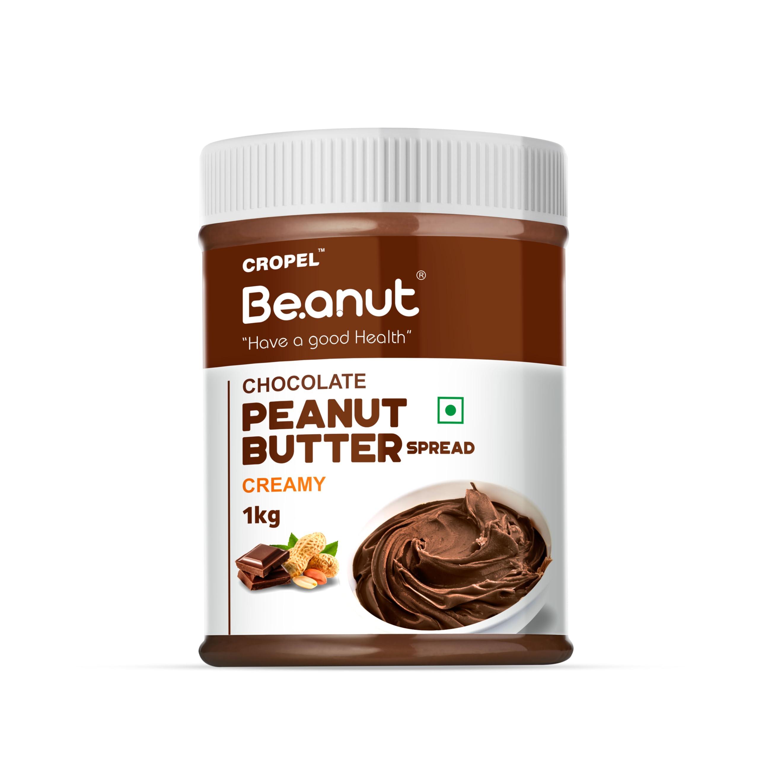 Beanut Beanut Chocolate Peanut Butter Creamy - 1kg | Classic Peanut Butter with Rich Fiber | Non-GMO, Gluten Free, Vegan & Cholesterol Free