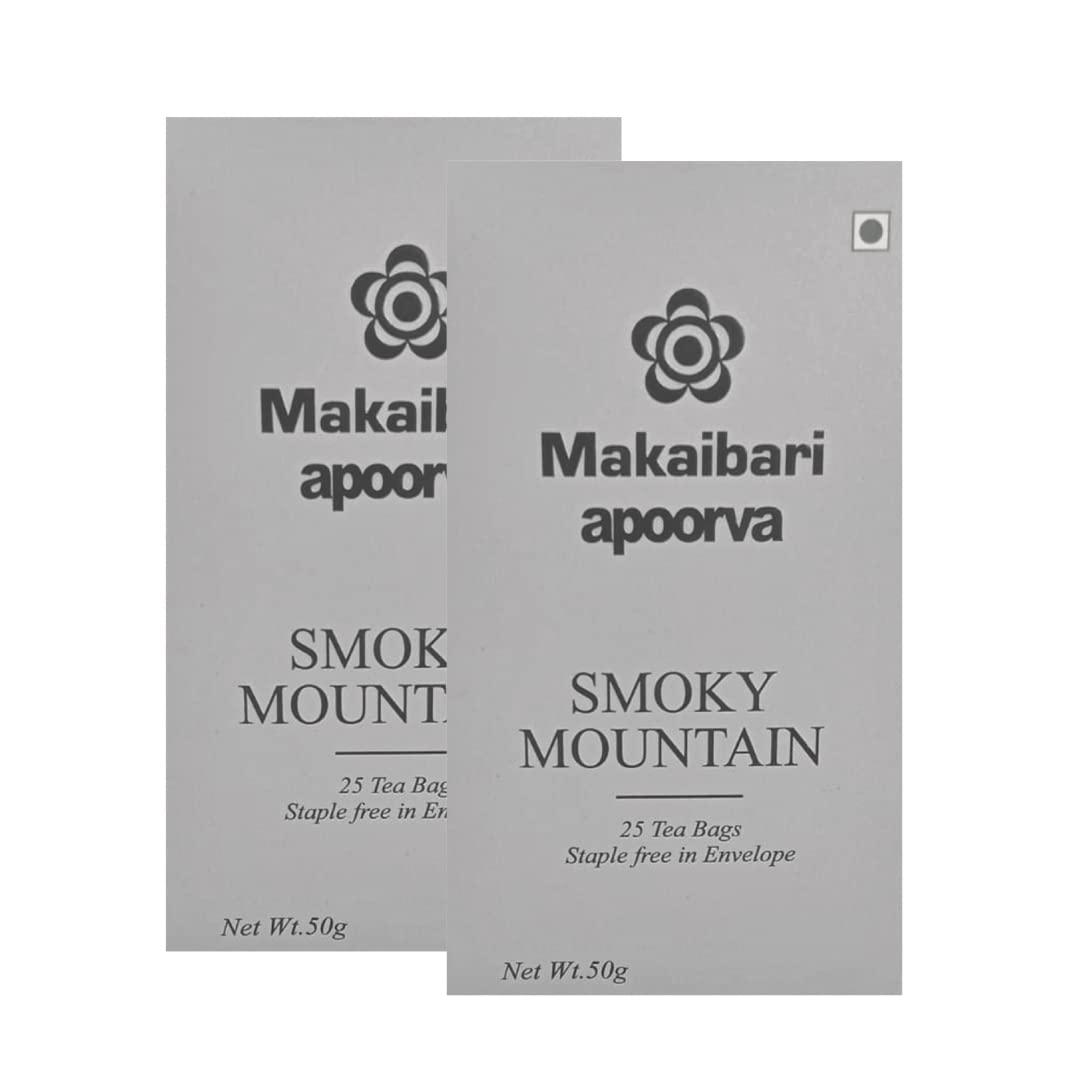 Makaibari Makaibari Smoky Mountain Teabags, Roasted Darjeeling Black Tea, 50 Pieces (25 TB x 2 Pack) | 100% Organic Darjeeling Long Leaf Tea | 50 Teabags