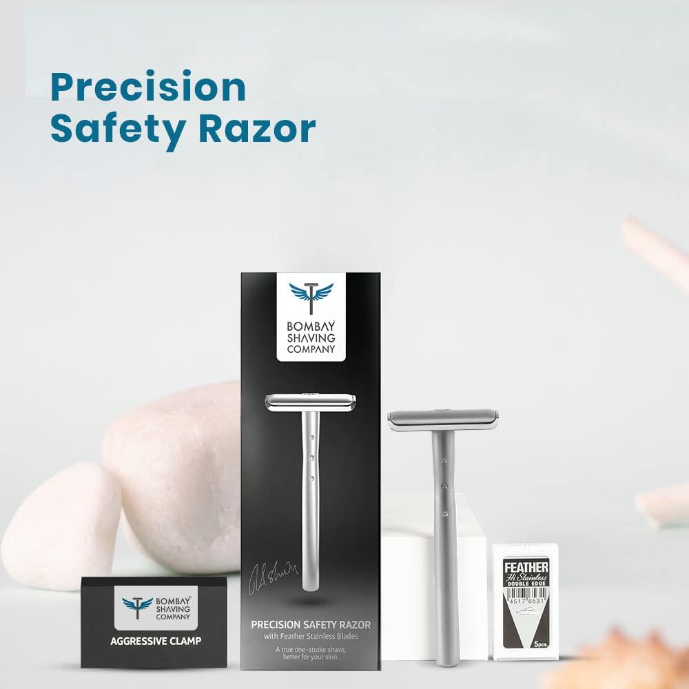 Bombay Shaving Company Bombay Shaving Company Silver Precision Safety Razor For Men | Gift Set For Men | Shaving Razor For Men | Gifts For Men | Double Edge Safety Razor with Premium Metal handle