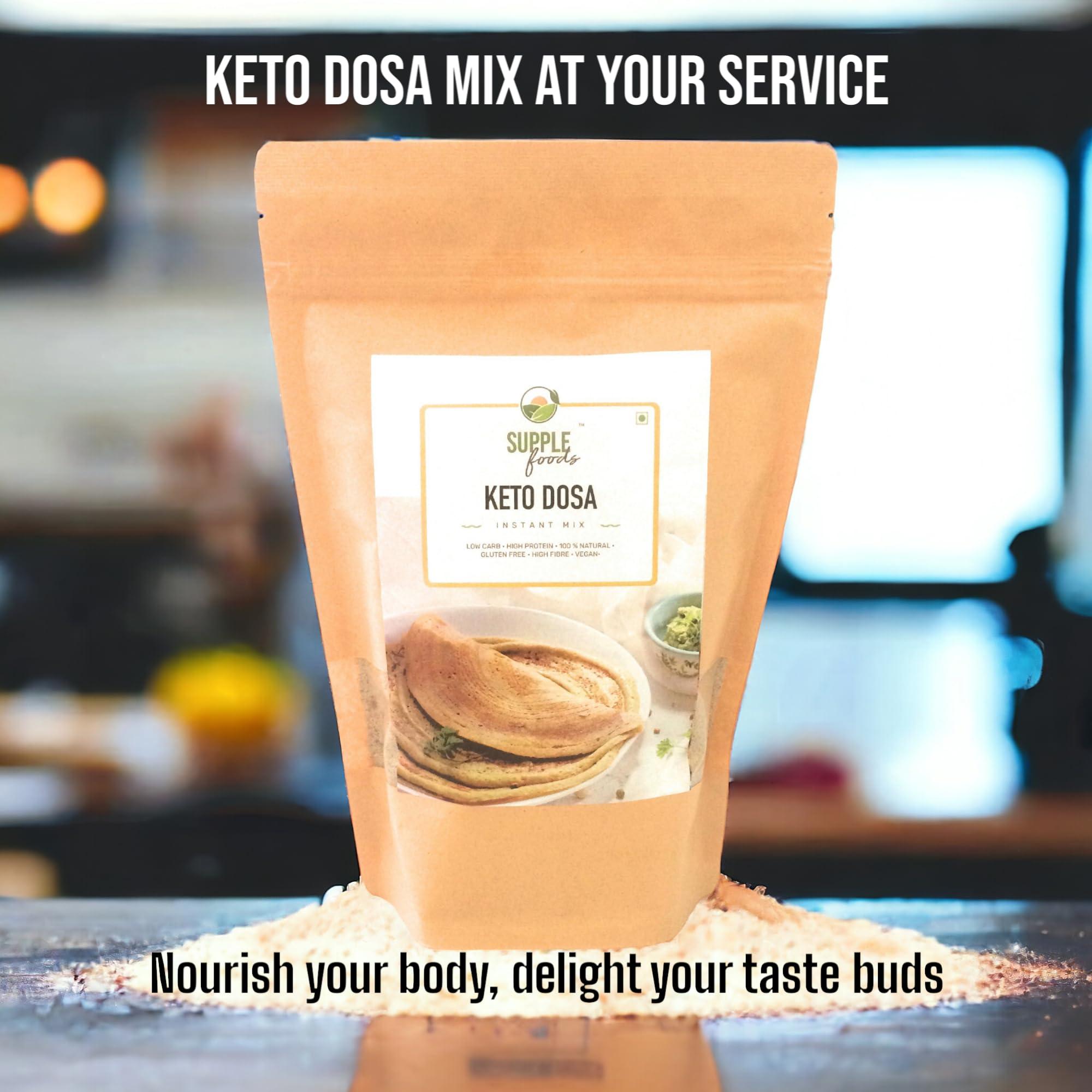 SUPPLE foods SUPPLE foods Keto Dosa Batter Instant Mix - 400g - Healthy Low Carb, High Protein & Low GI Diet - Easy to Cook Natural Plant Proteins Dosa Mix Powder - Gluten Free and Vegan