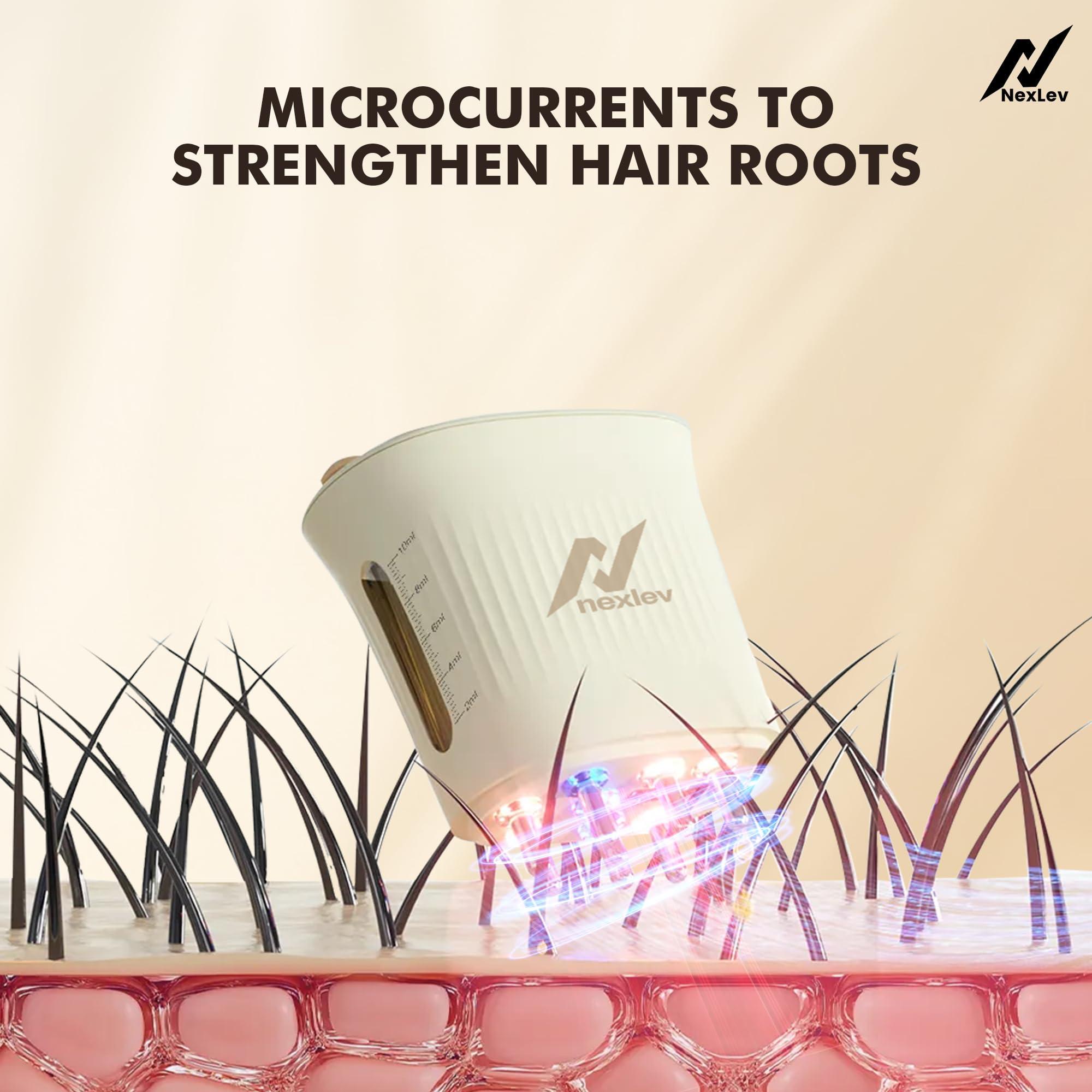 nexlev NexLev Nourish Hair Oil Applicator|Red & Blue Light Therapy|EMS Microcurrent To Boost HairGrowth|10ml Oil Tank| 60 Min Run Time|High-Frequency massage for better absorption| IPX7 Waterproof| EA-01 Pro