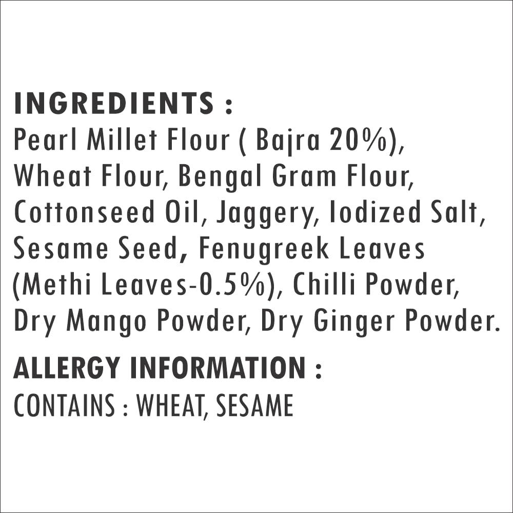 Jabsons Jabsons Roasted Bajra Methi Khakhra | No Onion No Garlic Ready To Eat Vacuum Sealed | Crispy Bajra Methi Flatbread | Healthy Indian Tea Time Snack | Diet-Friendly Gujarati Khakhra 180 gm (Pack of 1)