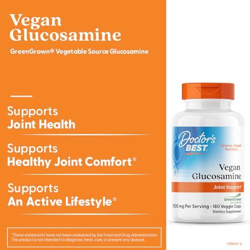 Doctor's BEST Doctor's Best Vegan Glucosamine SulFate, Joint Support, Non-GMO, Vegan, Gluten Free, Soy Free, 750 mg 180 Veggie Caps