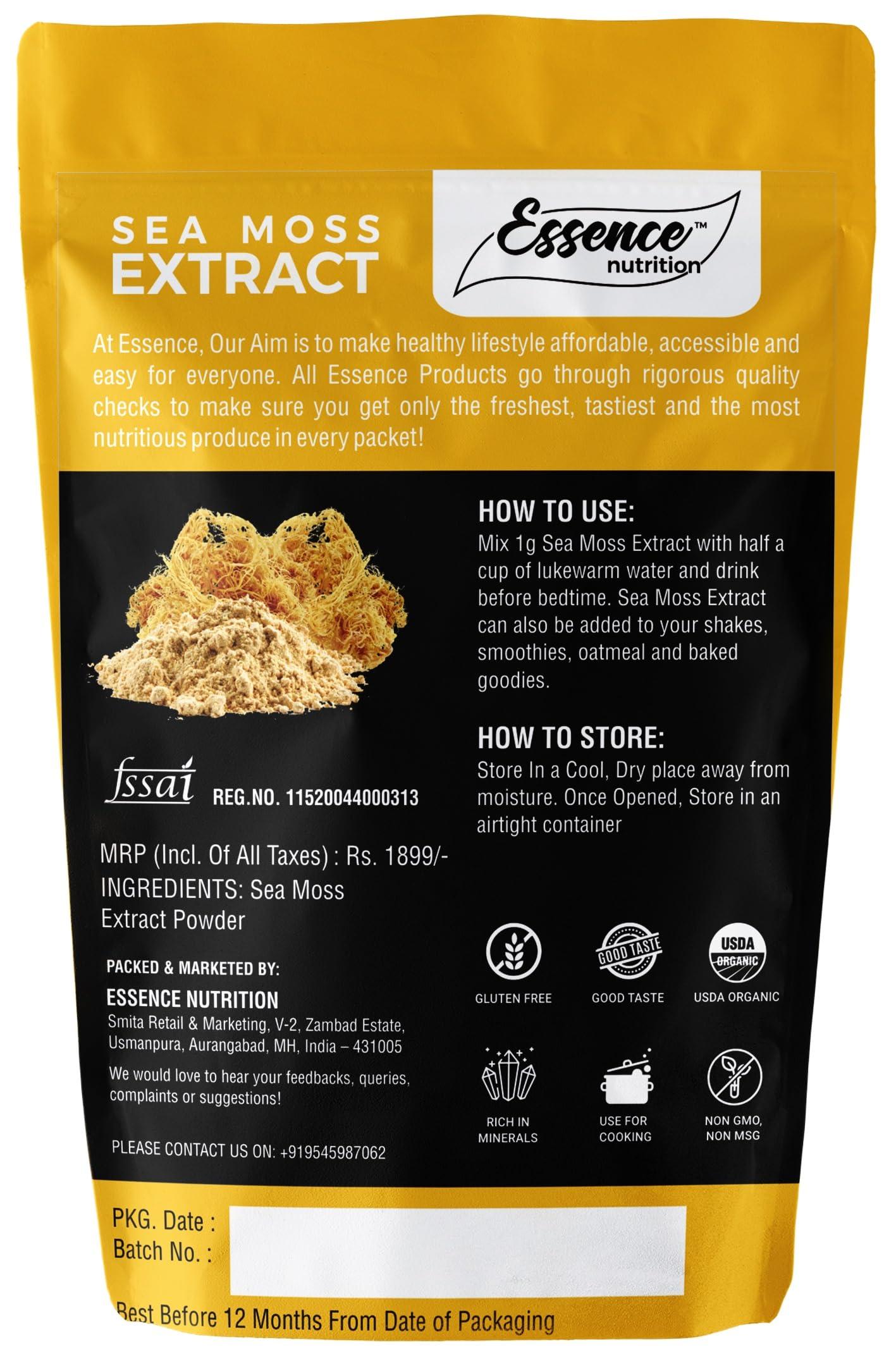 Essence Nutrition Essence Nutrition Lab Tested Organic SEA MOSS Powder - (60 gm) - Imported Sea Moss Powder - Potent Irish Sea Moss Extract Supplement Powder For Eating, Skin, Hair - Raw Honduran
