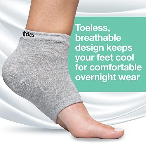 ZenToes ZenToes Moisturizing Heel Socks 2 Pairs Gel Lined Toeless Spa Socks to Heal and Treat Dry, Cracked Heels While You Sleep (Cotton, Gray)