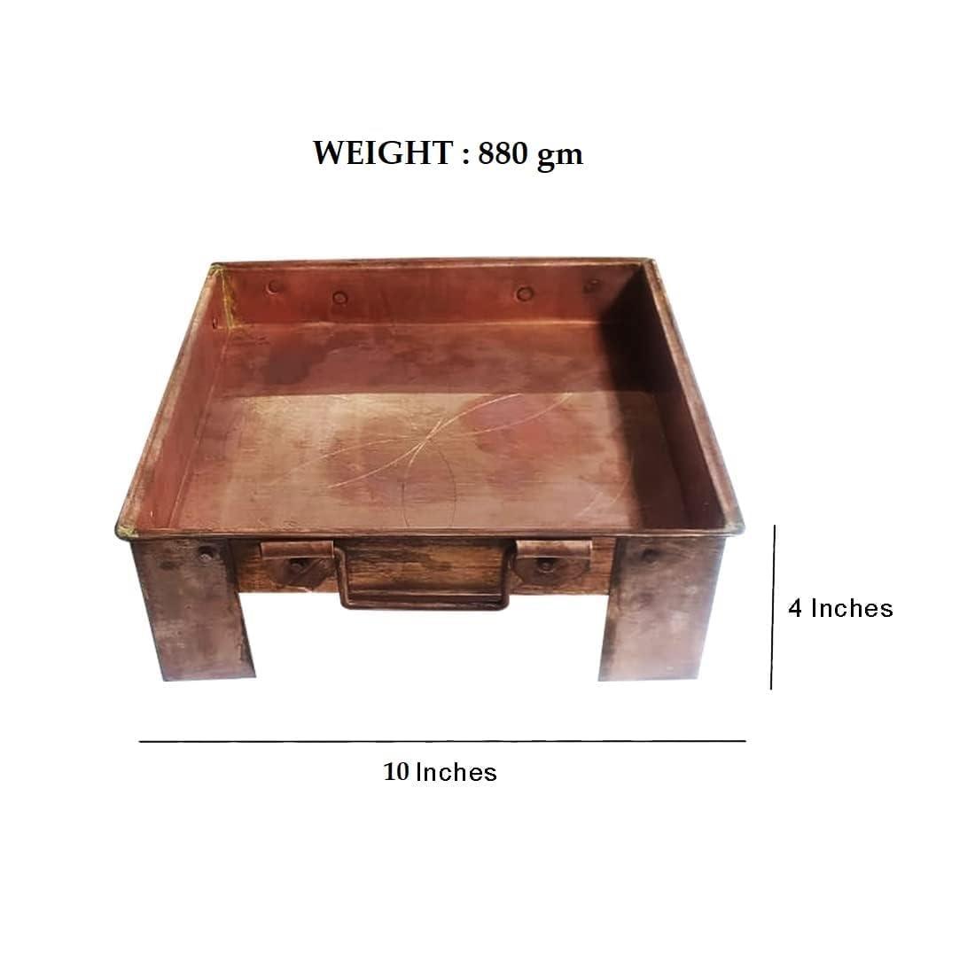 Omkriya Omkriya Pure Copper Hawan Kund With Handle On Both Side, For Yagya, Hawan & Poojan Purpose (10 INCHES)