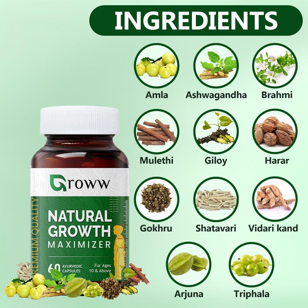 BIG ROCKET MEN\'S HEALTH Groww Natural Height Maximizer for Boys and Girls - 60 Cap