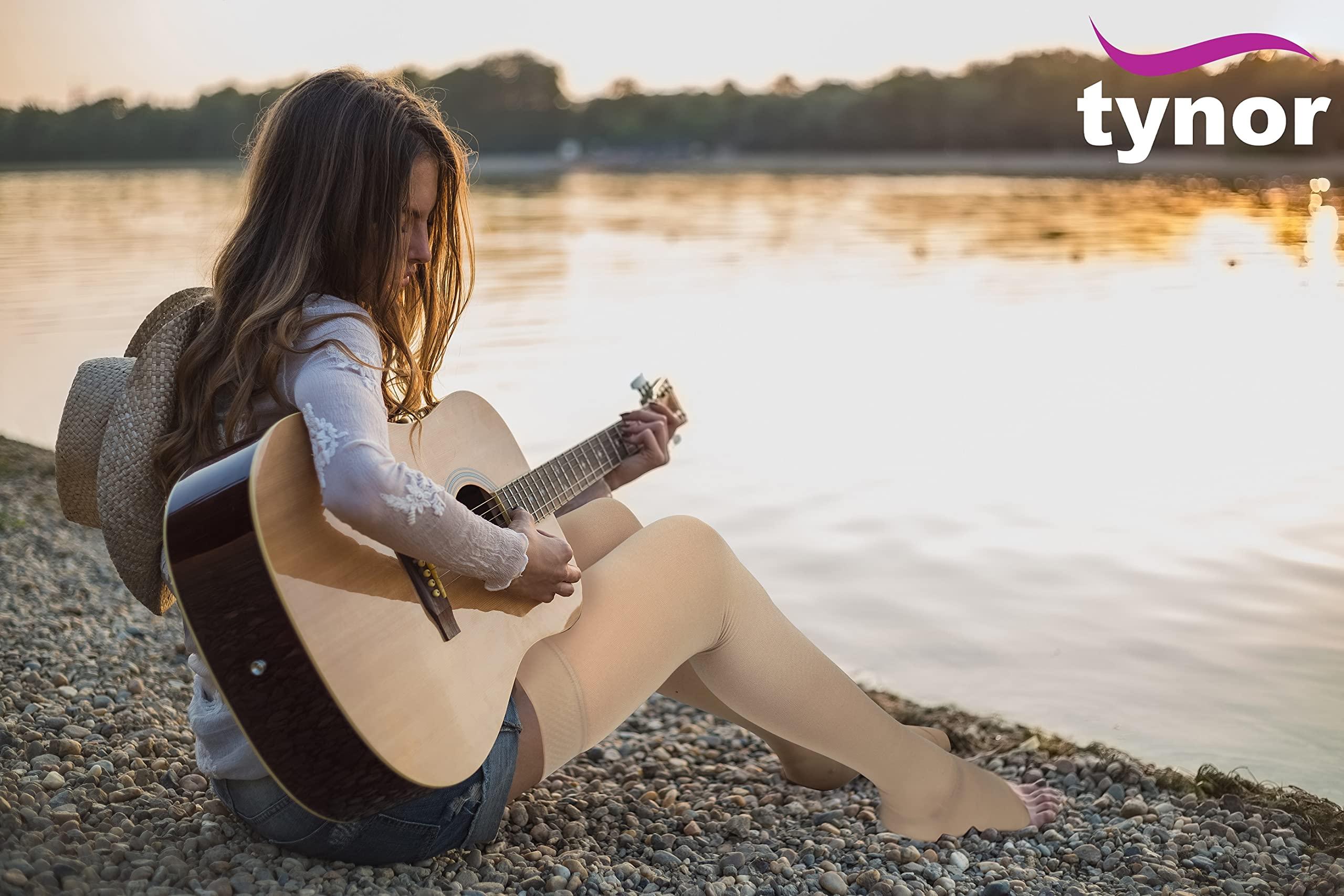 TYNOR Tynor Medical Compression Stocking Thigh High Class 2 (Pair) | for Pain Relief, Recovery, Improved Circulation | Open Toe Stocking Set for Men & Women  Pack of 2 (Beige, Large)