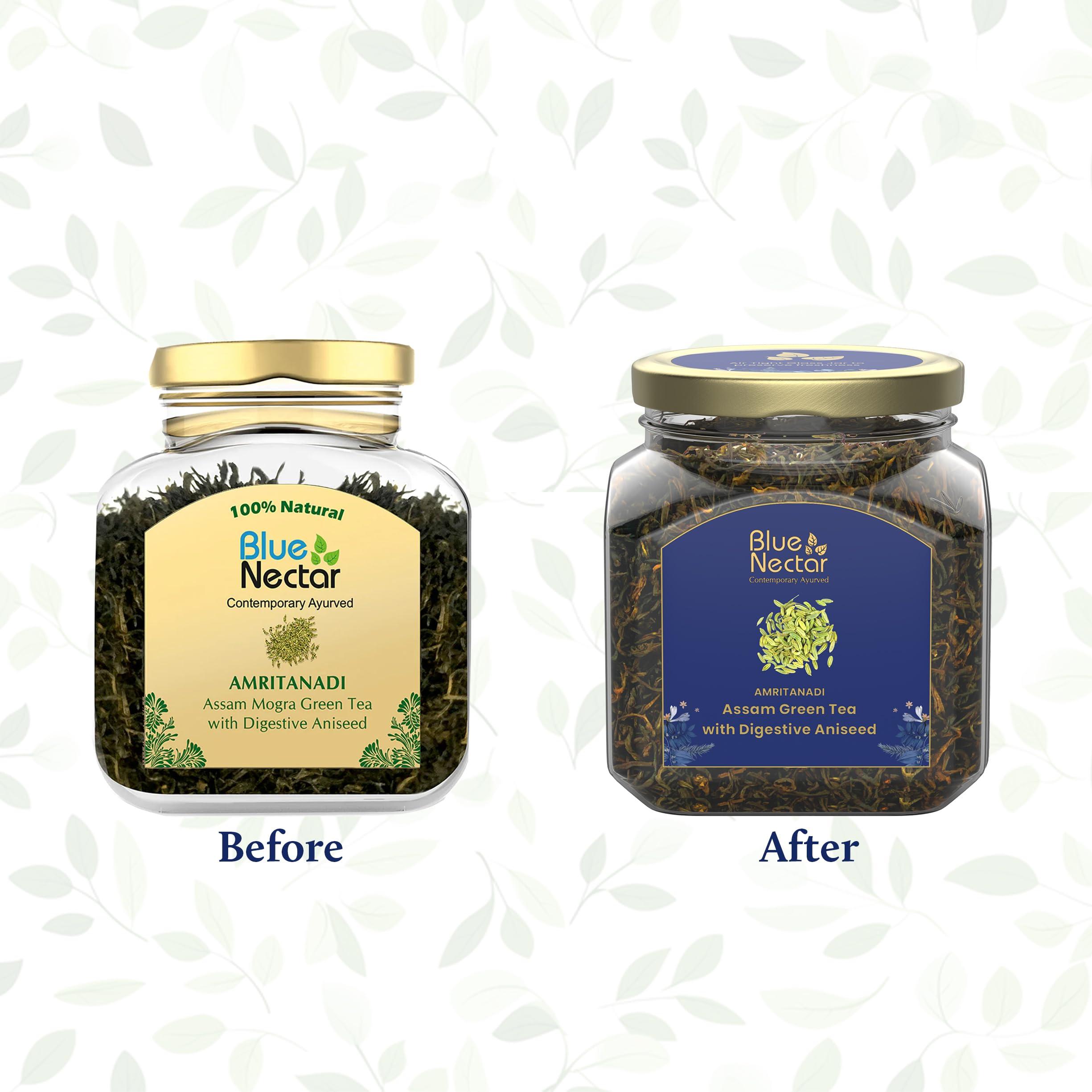 Blue Nectar Blue Nectar Amritanadi Assam Loose Green Tea Leaves (50 Gm + 15 Gm Free|30-33 Cups) (Digestive Aniseed) - 65 Gram