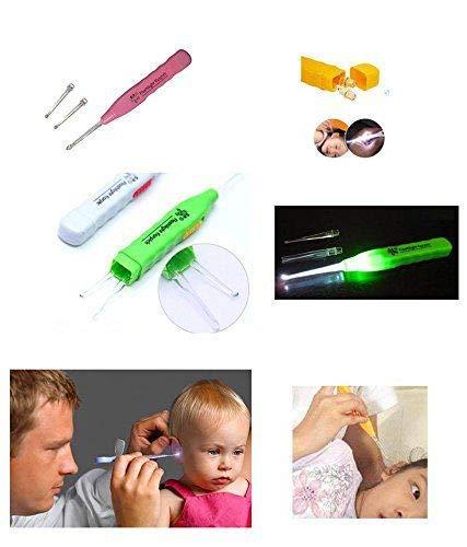 DSJ DSJ® 3 pcs Safe Ear Wax Removal Tool Ear Pick Cerumen Spoon Cleaner Curette for Kids with LED Light