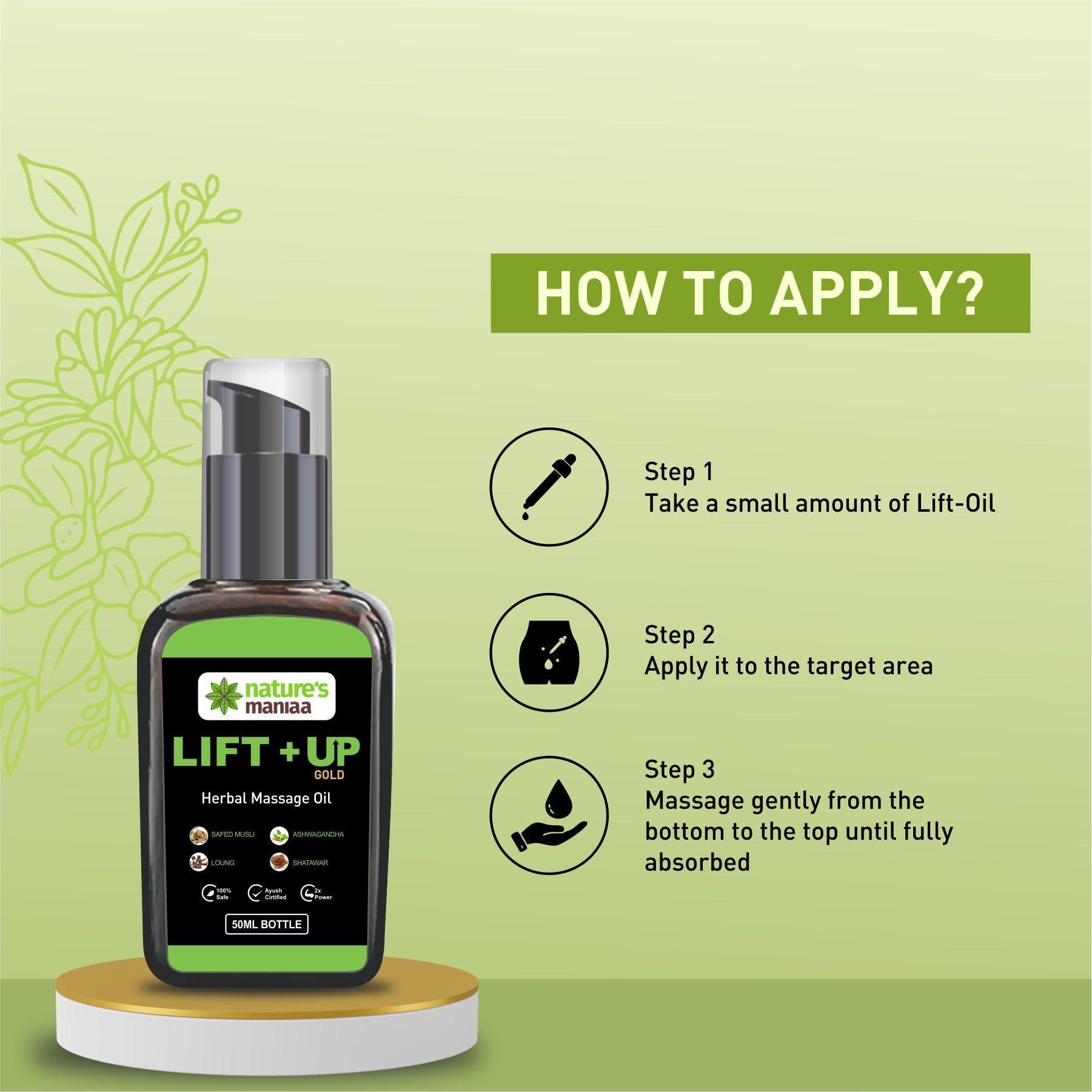 NATURE MANIA Nature Mania Herbals and Ayurvedic Lift Up Massage Oil For Men | 50 ml Oil For Muscle Strength & Energy Pack of 1