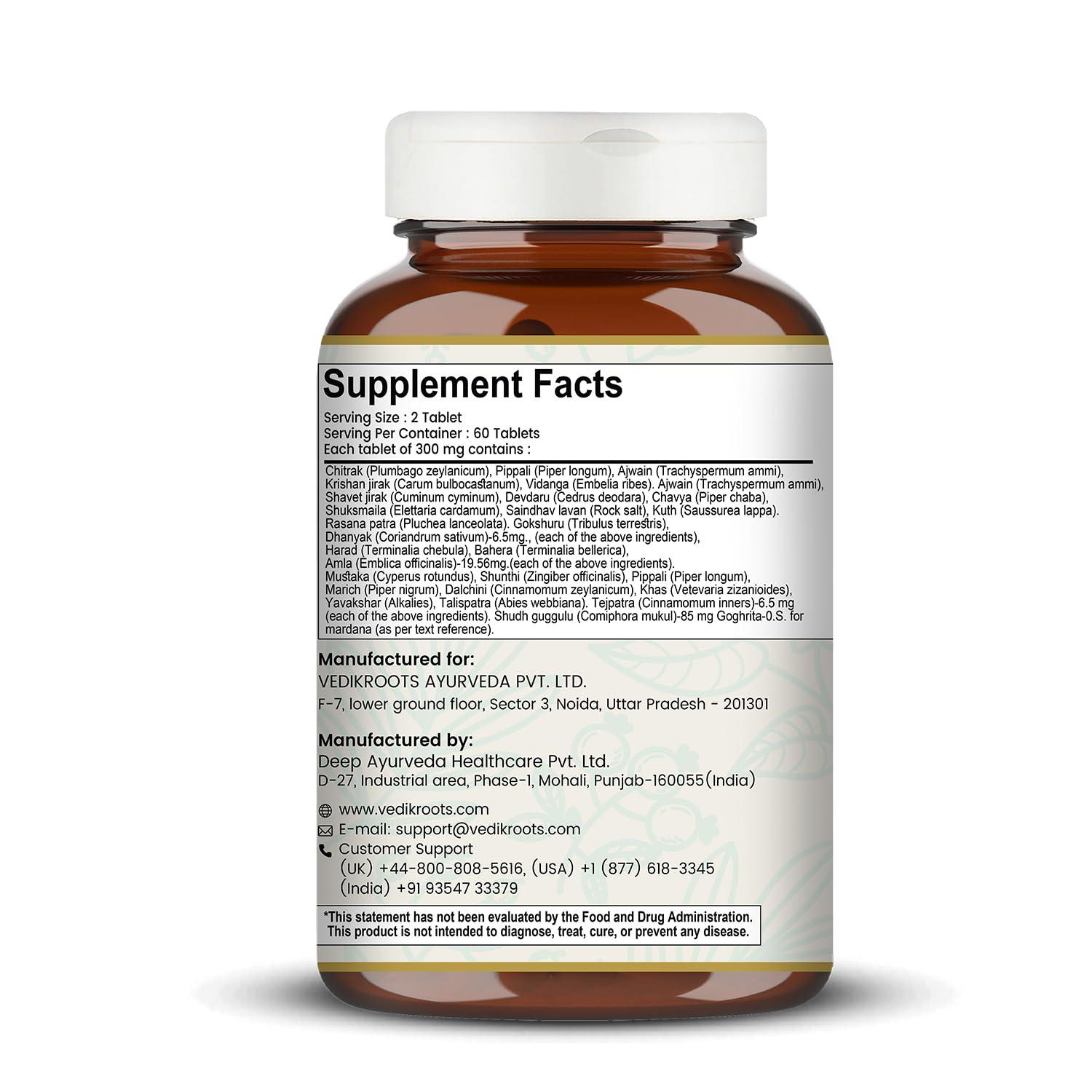 VEDIKROOTS Vedikroots Yograj Guggulu - Ayurvedic Supplement For Joint Pain | Relief From Joint Discomfort | For Swelling & Stiffness | 60 Tablets (Pack of 1)