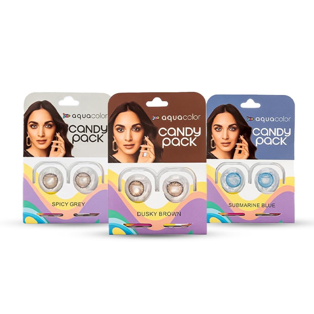 AQUALENS CONTACT LENSES AQUALENS CONTACT LENSES Aquacolor Contact Lens Pack Of 3(Spicy Grey, Submarine Blue And Dusky Brown)