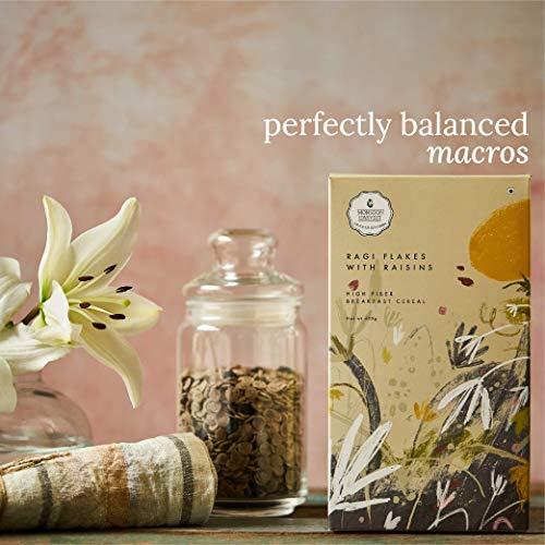 MONSOON HARVEST Wingreens Monsoon Harvest High Fiber Breakfast Cereal with less than 5% Sugar - Ragi Flakes with Raisins, 400g