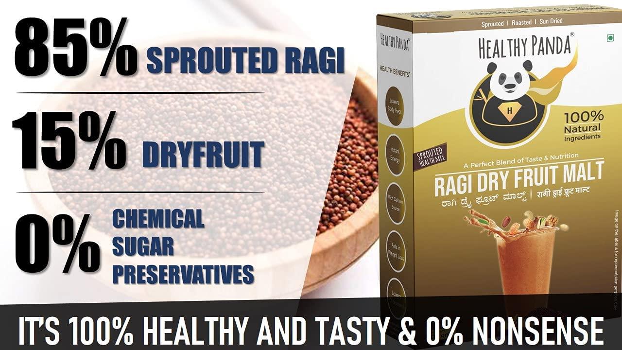 HEALTHY PANDA HEALTHY PANDA Organic Sprouted Ragi Dry Fruit Malt / Sprouted Ragi Health Mix(Health Mix) (Ragi Drink) (Sprouted Millet Mix)- 300 g (100 g x 3)