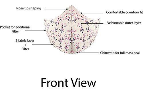 TED TECH Cotton Head loop Designer Reusable Face masks (3 layered) (FEMALE, Pack of 4)