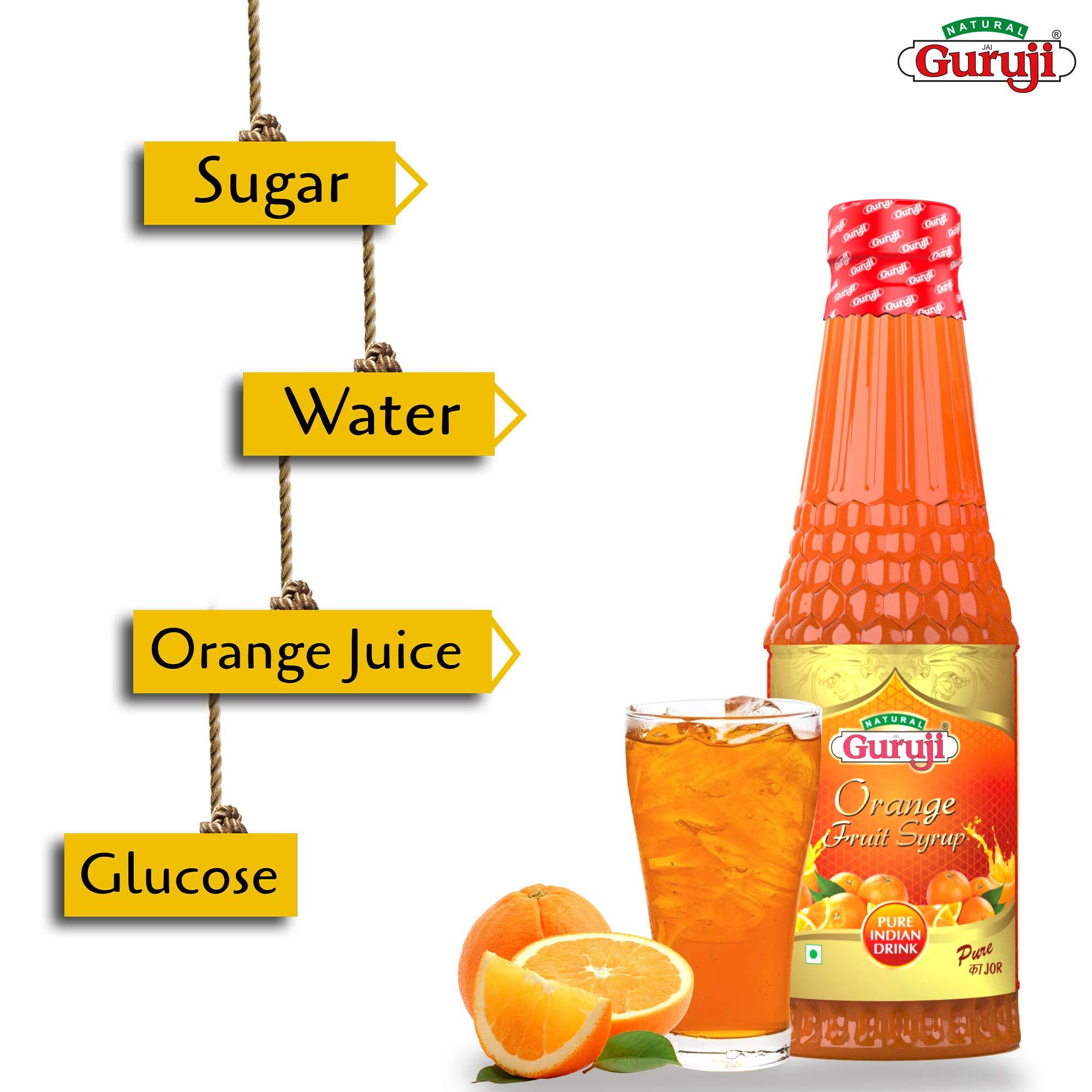 Jai Guruji Jai Guruji Orange Fruit Syrup Sharbat, Instant Refreshing Drink For Summer (Mix with Water or Soda)  750ml