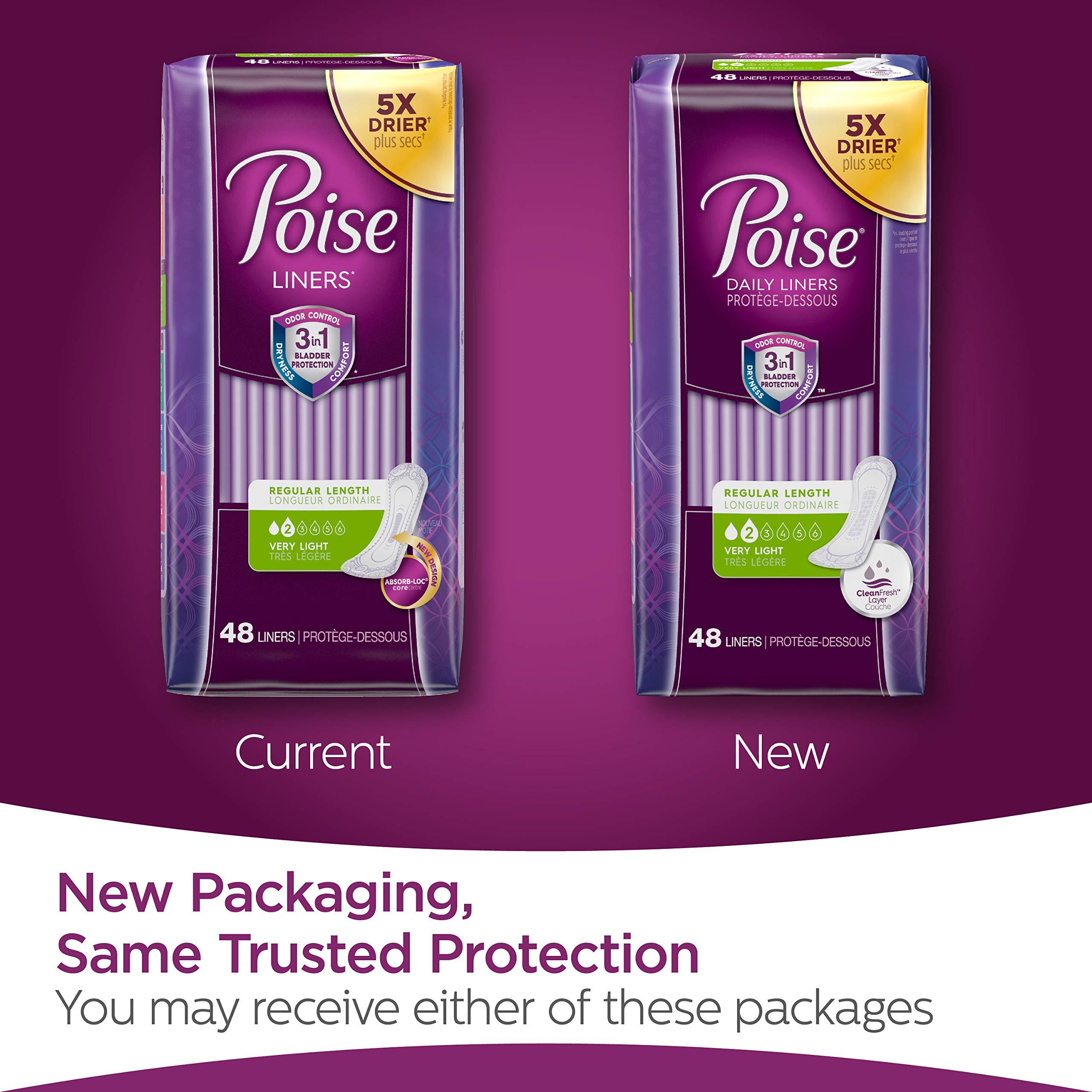 Poise Poise Daily Microliners, Incontinence Panty Liners, Lightest Absorbency, Long, 50 Count
