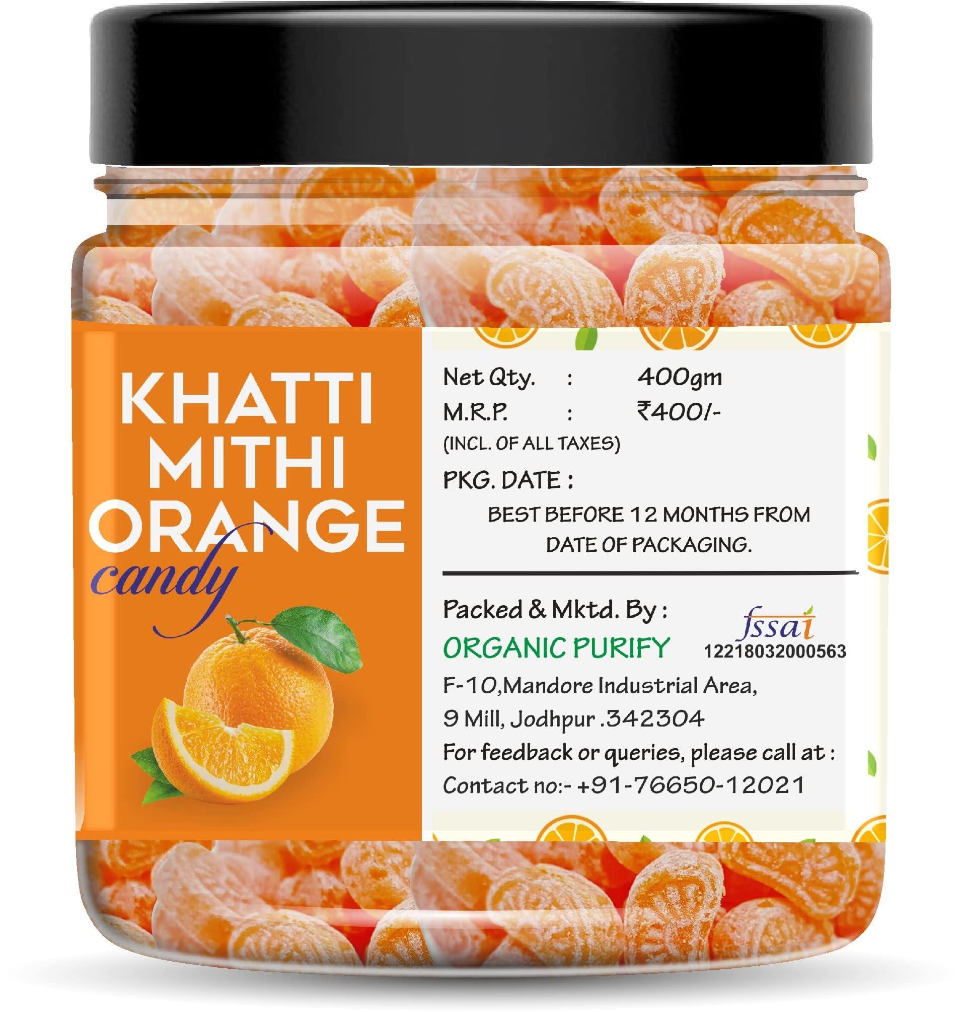 ORGANIC PURIFY Organic Purify Orange Candy | Narangee Candy | Narangee Toffee | SantraToffee | Vegetarian | Orange Flavoured Toffee (Pack of 200gm) Jar Pack